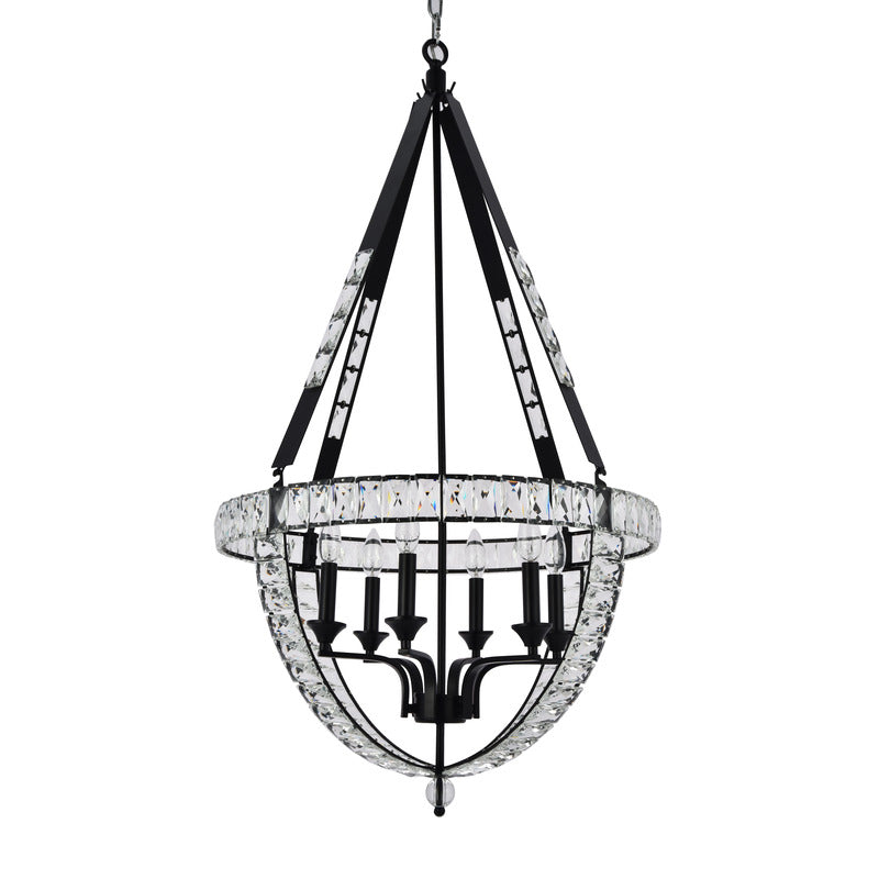 Basket Frame Chandelier with Clear Crystals Embedded Throughout by Bethel - view 2