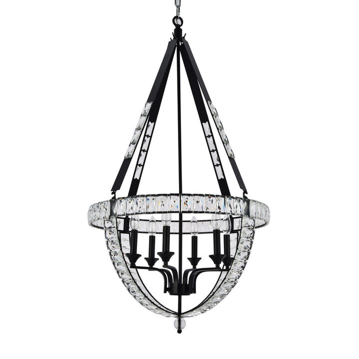 Basket Frame Chandelier with Clear Crystals Embedded Throughout by Bethel - view 2