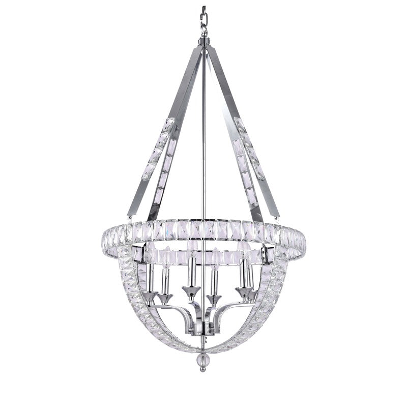 Basket Frame Chandelier with Clear Crystals Embedded Throughout by Bethel - view 8