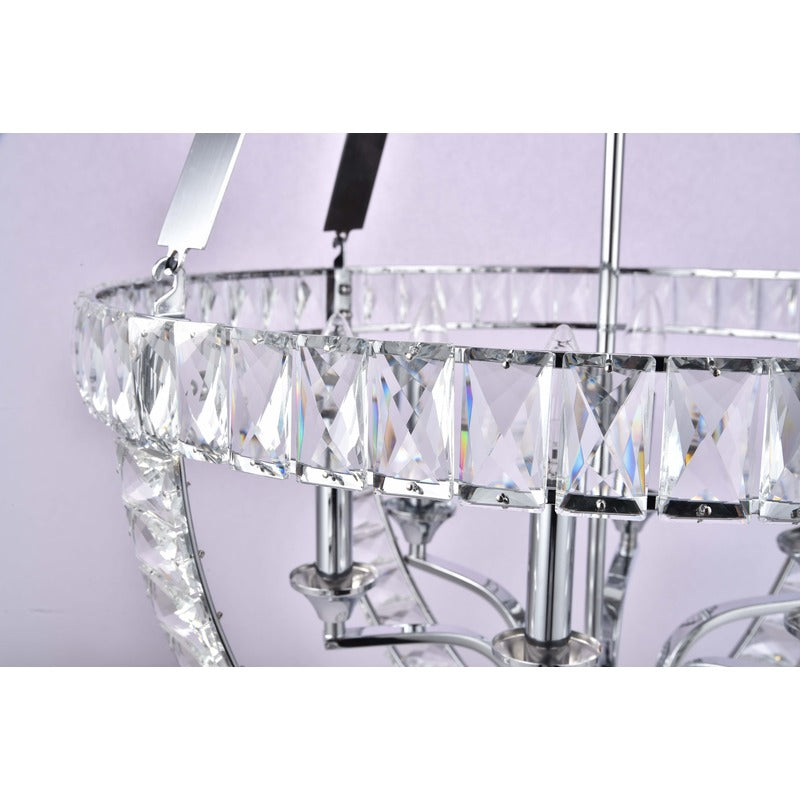 Basket Frame Chandelier with Clear Crystals Embedded Throughout by Bethel - view 9