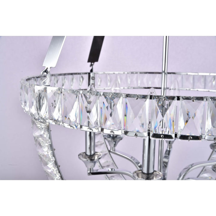 Basket Frame Chandelier with Clear Crystals Embedded Throughout by Bethel - view 9