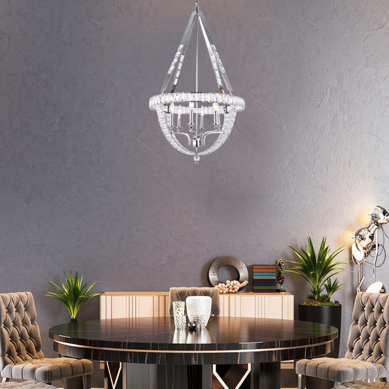 Basket Frame Chandelier with Clear Crystals Embedded Throughout by Bethel - view 10