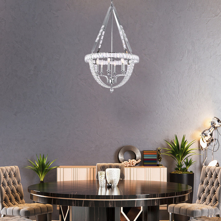 Basket Frame Chandelier with Clear Crystals Embedded Throughout by Bethel - view 10