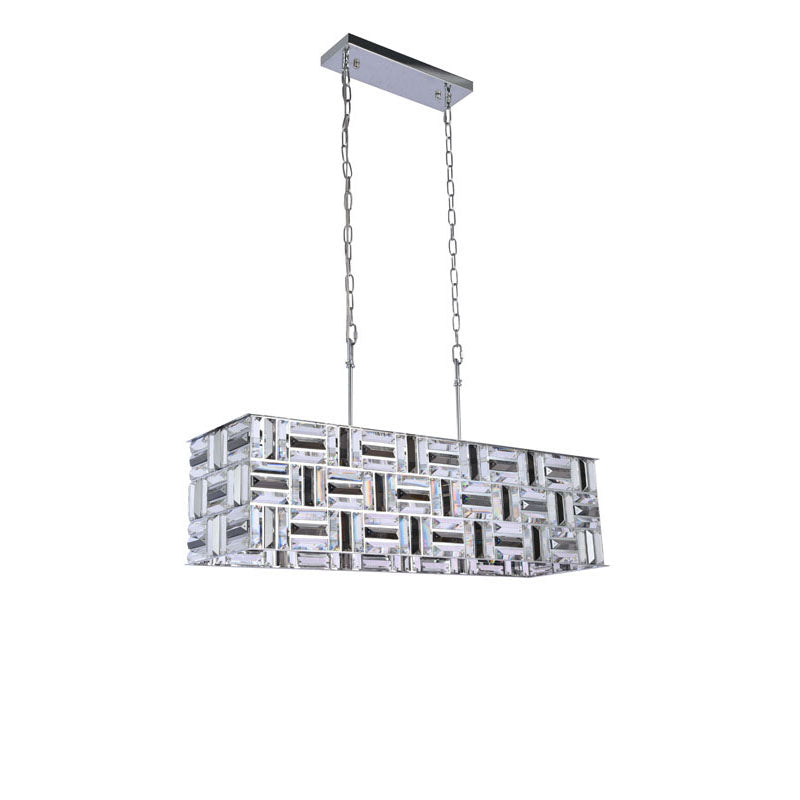 Chrome Rectangular Frame Chandelier with Clear and Smoke Crystals by Bethel - view 2