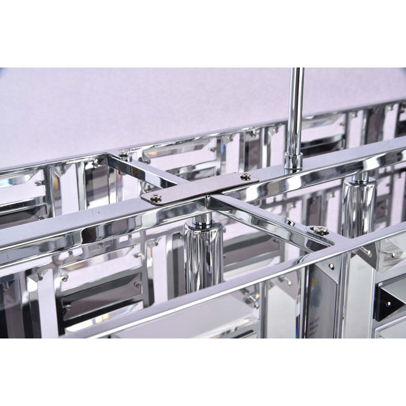 Chrome Rectangular Frame Chandelier with Clear and Smoke Crystals by Bethel - view 3