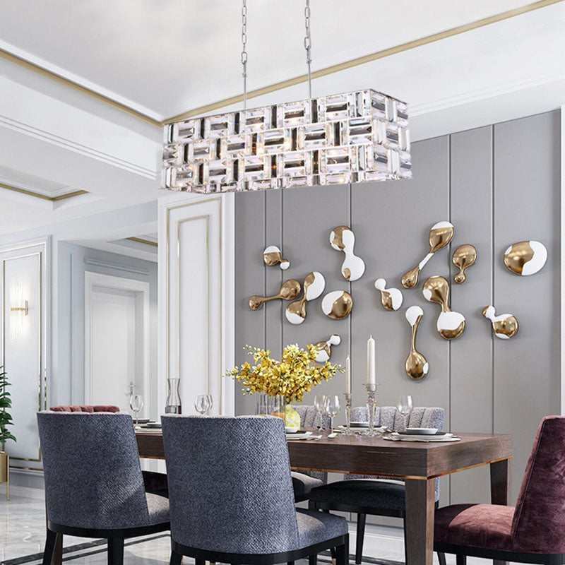 Chrome Rectangular Frame Chandelier with Clear and Smoke Crystals by Bethel - view 4