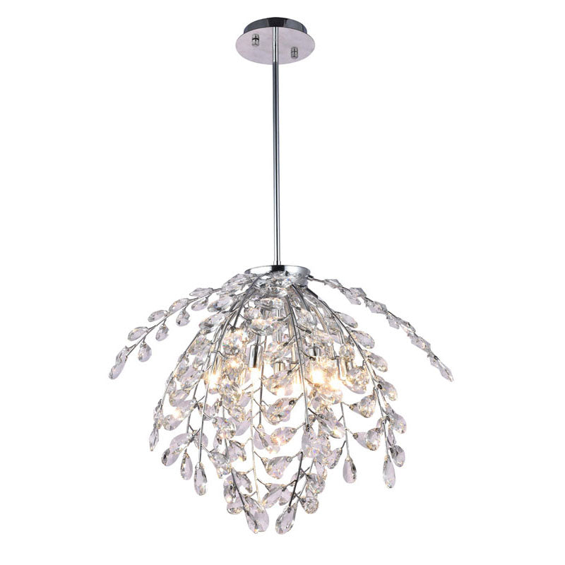 Clear Crystal Beaded Branch Chandelier with Chrome Frame by Bethel