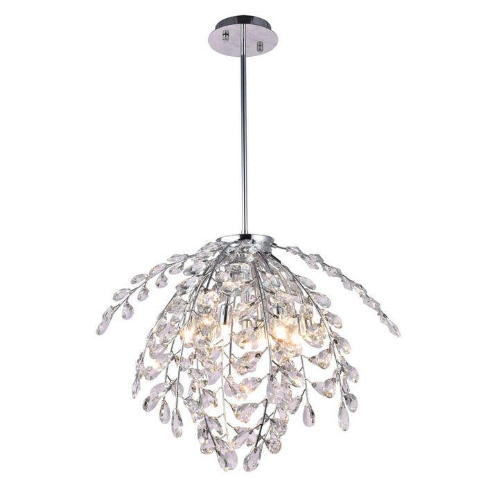 Clear Crystal Beaded Branch Chandelier with Chrome Frame by Bethel