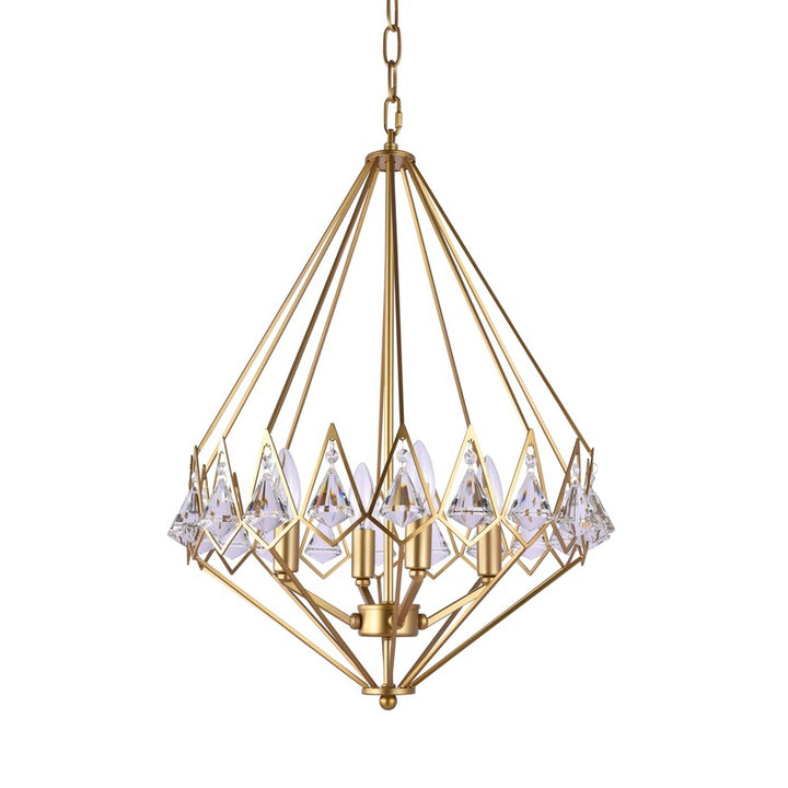 Gold Diamond Shaped Frame Chandelier with Clear Crystal Drops by Bethel - view 2