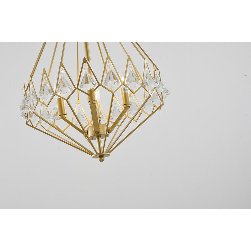 Gold Diamond Shaped Frame Chandelier with Clear Crystal Drops by Bethel - view 10