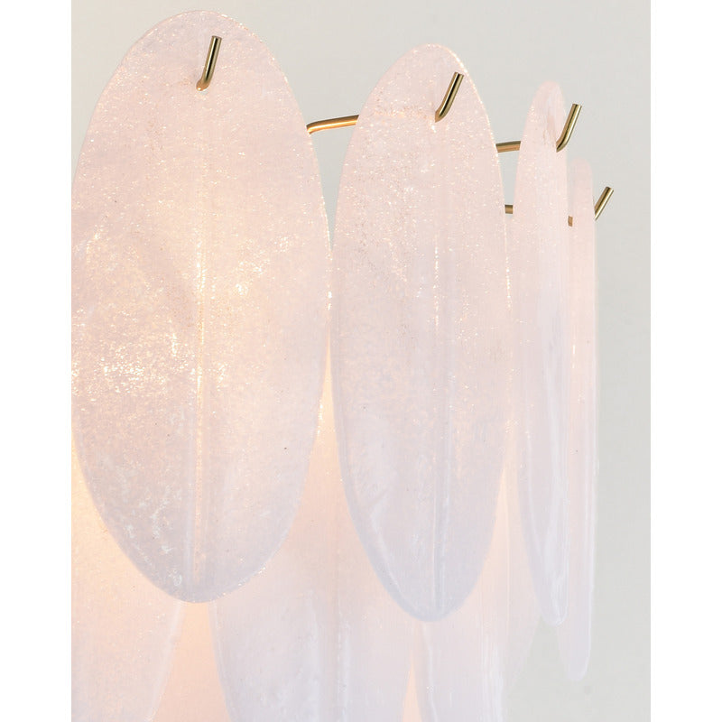 Brass Metal Frame Chandelier with Frosted Hanging Petal Glass by Bethel - view 4