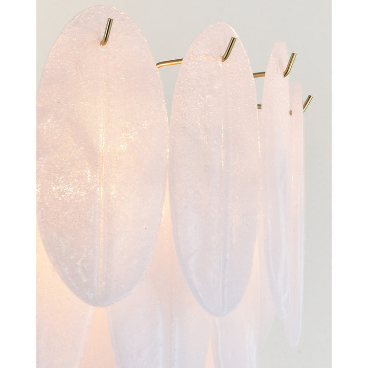 Brass Metal Frame Chandelier with Frosted Hanging Petal Glass by Bethel - view 4