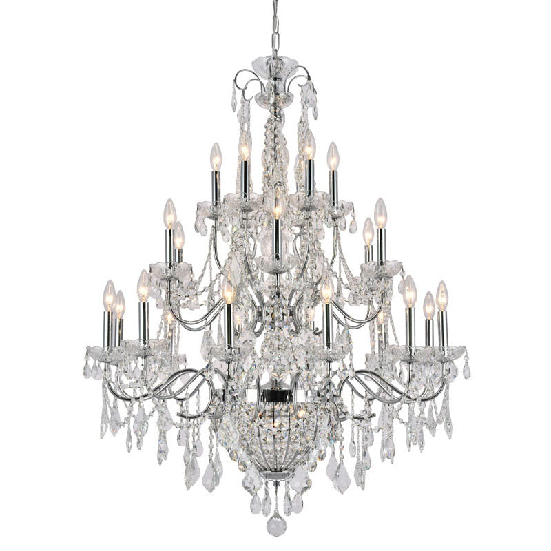 Three Tier Clear Crystal Chandelier with Chrome Hardware by Bethel