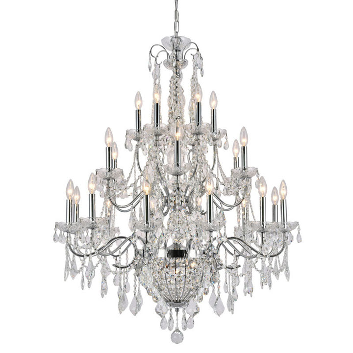 Three Tier Clear Crystal Chandelier with Chrome Hardware by Bethel