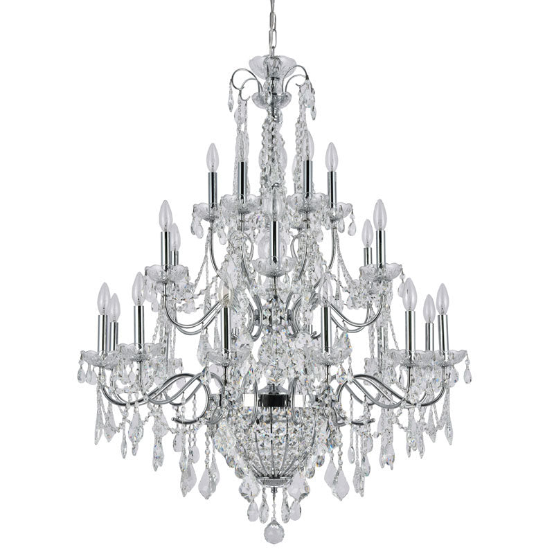 Three Tier Clear Crystal Chandelier with Chrome Hardware by Bethel - view 2