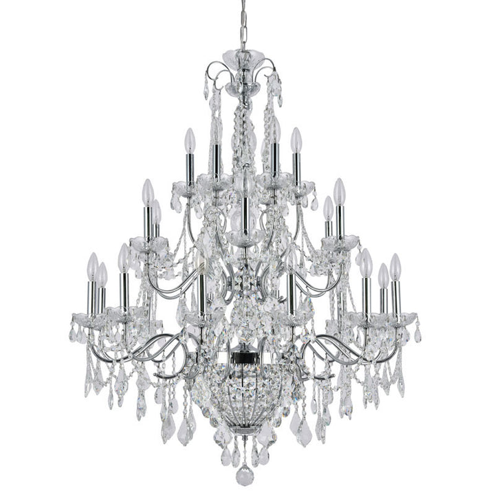 Three Tier Clear Crystal Chandelier with Chrome Hardware by Bethel - view 2