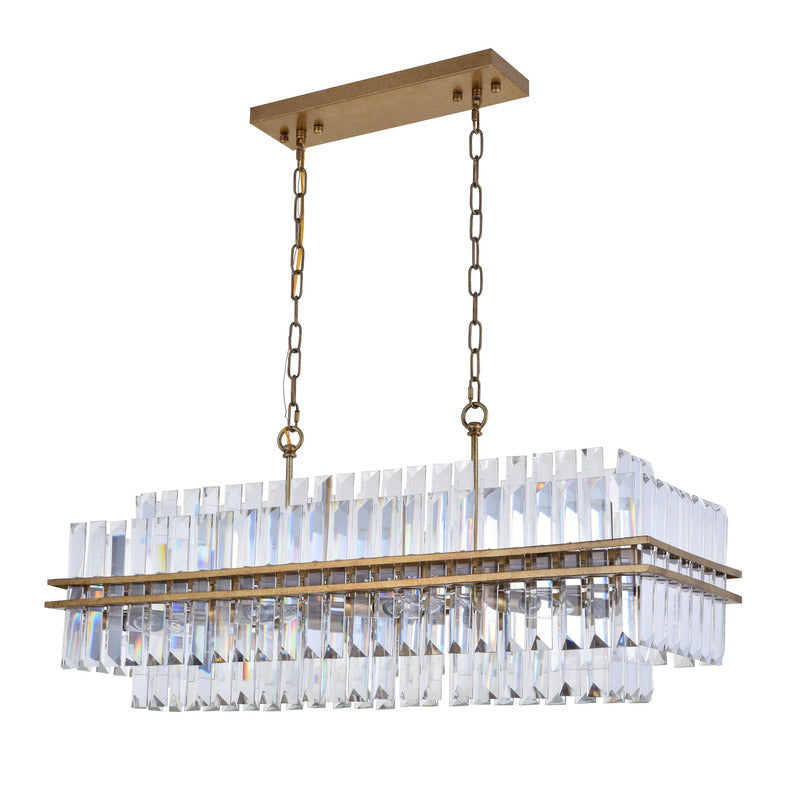 Two Tier Clear Crystal Chandelier with Antique Gold Metal Frame by Bethel - view 2