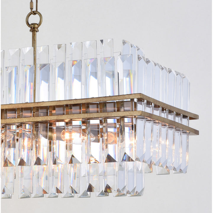 Two Tier Clear Crystal Chandelier with Antique Gold Metal Frame by Bethel - view 3