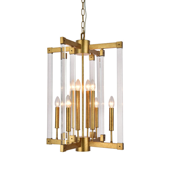 Antique Gold Metal Frame Ceiling Fixture with Clear Acrylic Arms by Bethel
