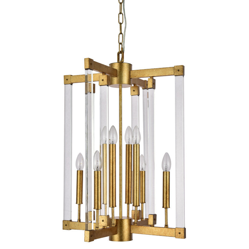 Antique Gold Metal Frame Ceiling Fixture with Clear Acrylic Arms by Bethel - view 2