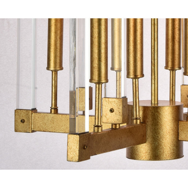 Antique Gold Metal Frame Ceiling Fixture with Clear Acrylic Arms by Bethel - view 3