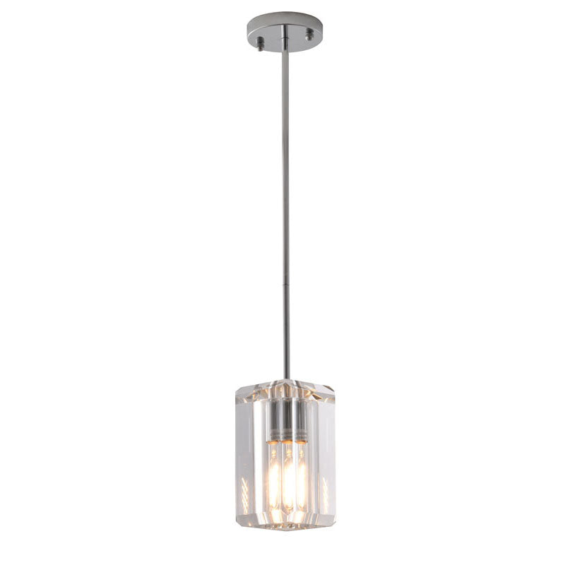 Metal Frame Pendant Light with Clear Crystal Shade by Bethel - view 2