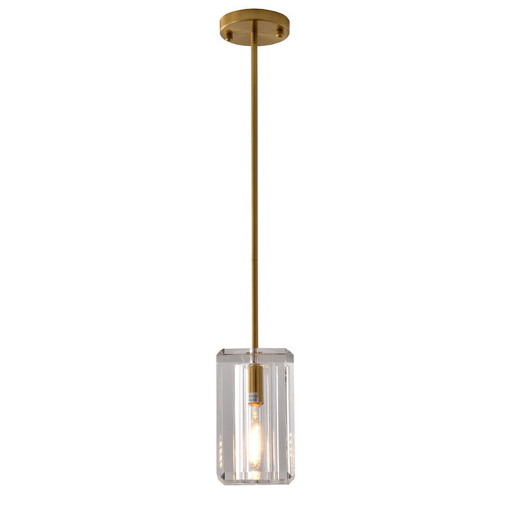 Metal Frame Pendant Light with Clear Crystal Shade in Copper by Bethel