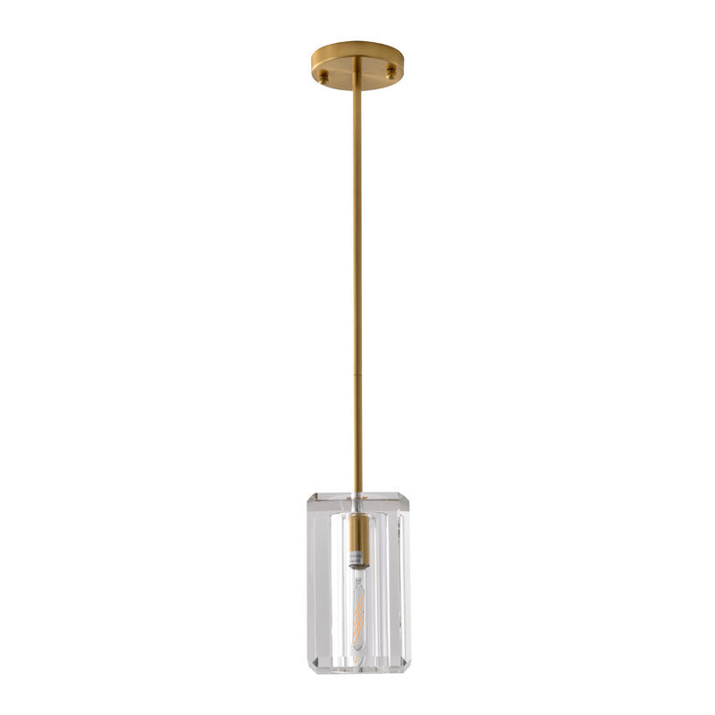 Metal Frame Pendant Light with Clear Crystal Shade by Bethel - view 9