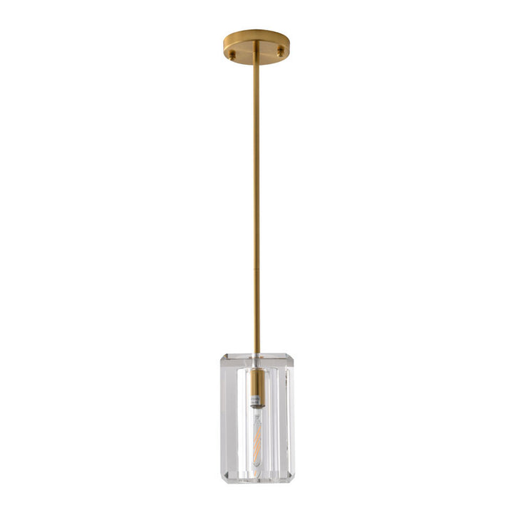 Metal Frame Pendant Light with Clear Crystal Shade by Bethel - view 9
