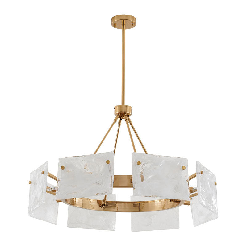 Gold Plated Chandelier with White Stained Glass Shades by Bethel - view 2