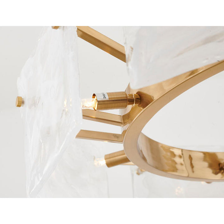 Gold Plated Chandelier with White Stained Glass Shades by Bethel - view 4