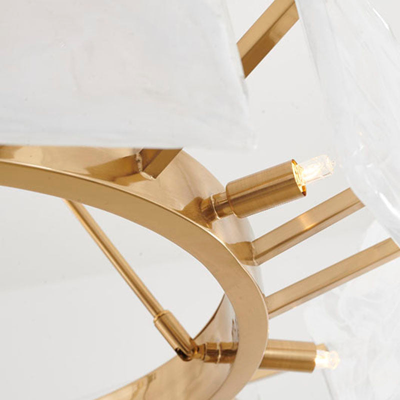 Gold Plated Chandelier with White Stained Glass Shades by Bethel - view 5