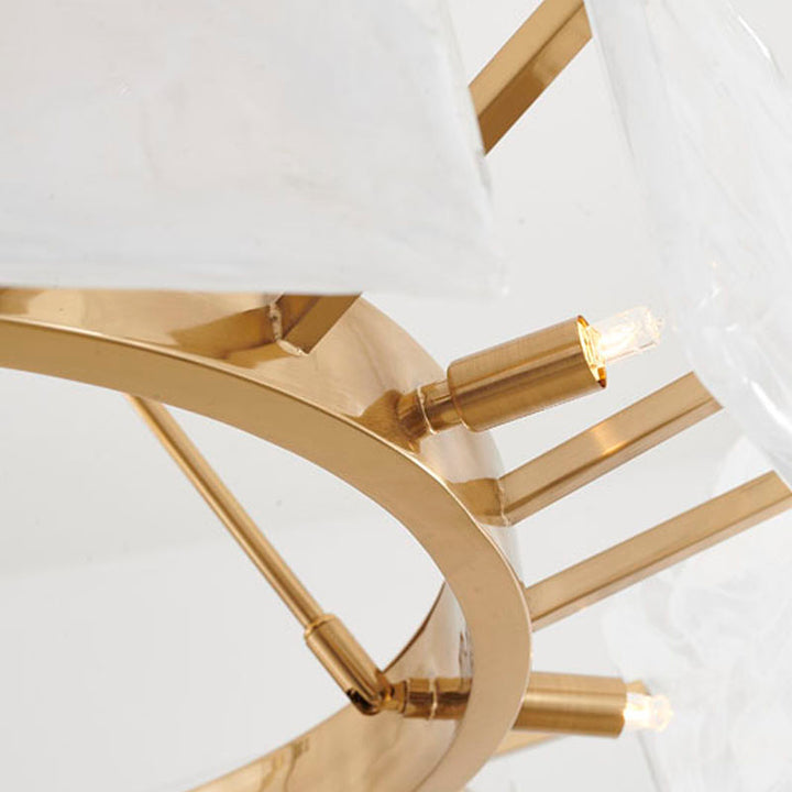 Gold Plated Chandelier with White Stained Glass Shades by Bethel - view 5