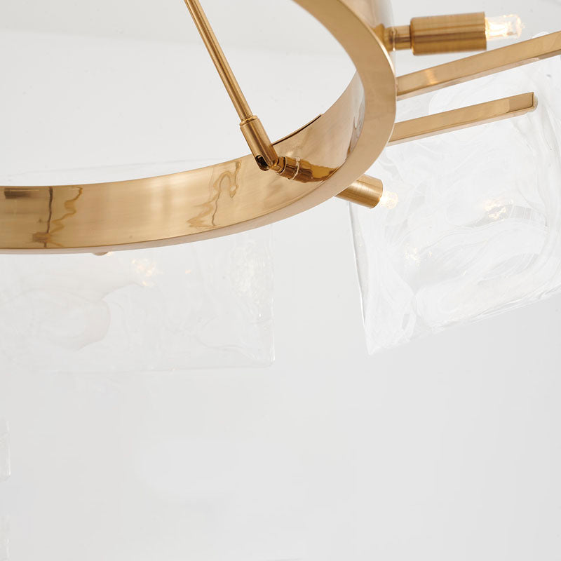 Gold Plated Chandelier with White Stained Glass Shades by Bethel - view 6