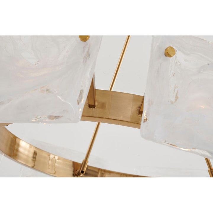 Gold Plated Chandelier with White Stained Glass Shades by Bethel - view 7