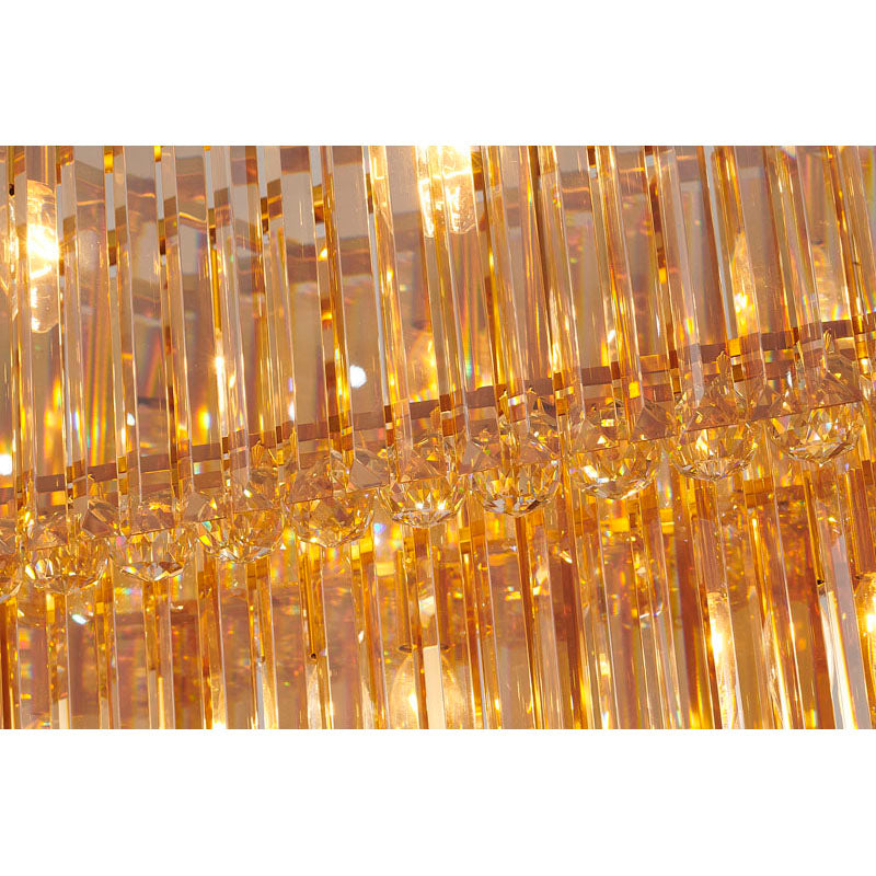 Satin Brass Frame Chandelier with Champagne Crystals &amp; Clear Crystal Hanging Balls