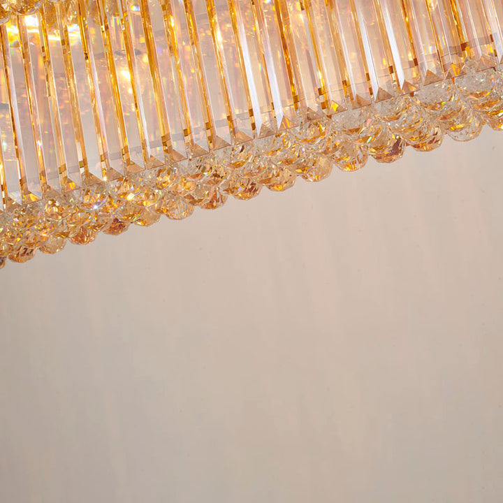 Satin Brass Frame Chandelier with Champagne Crystals &amp; Clear Crystal Hanging Balls