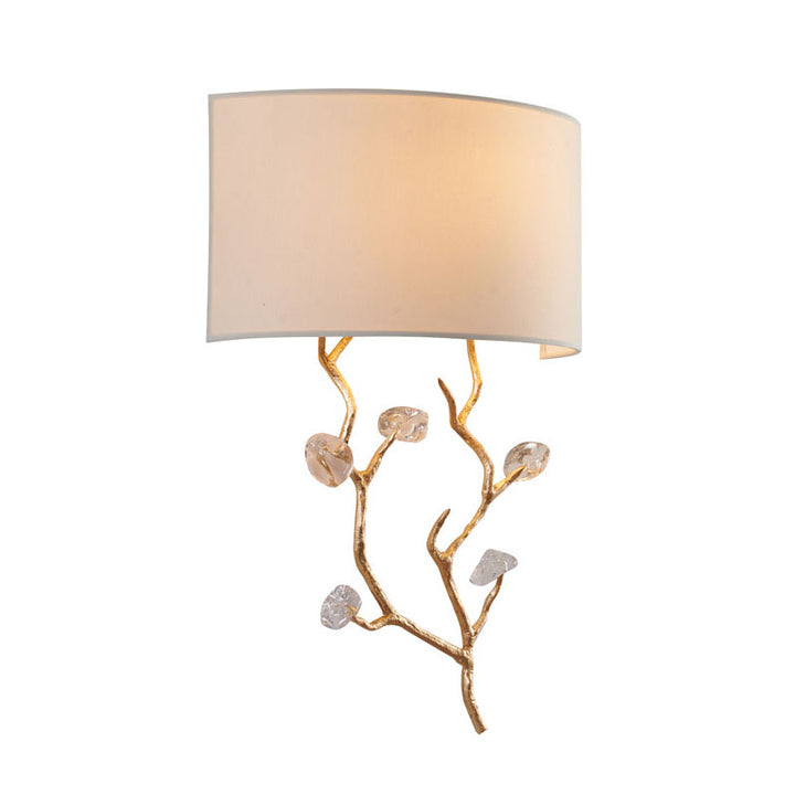 Branch Wall Sconce with Off Fabric Shade &amp; Clear Glass