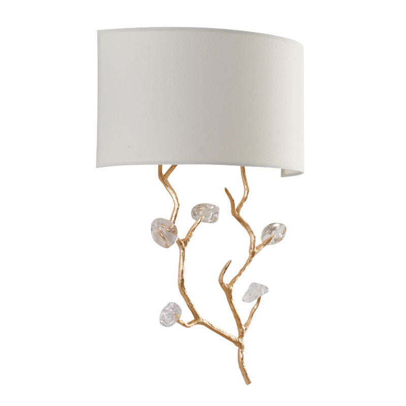 Branch Wall Sconce with Off Fabric Shade &amp; Clear Glass