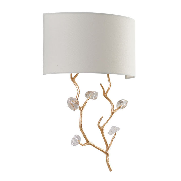 Branch Wall Sconce with Off Fabric Shade &amp; Clear Glass