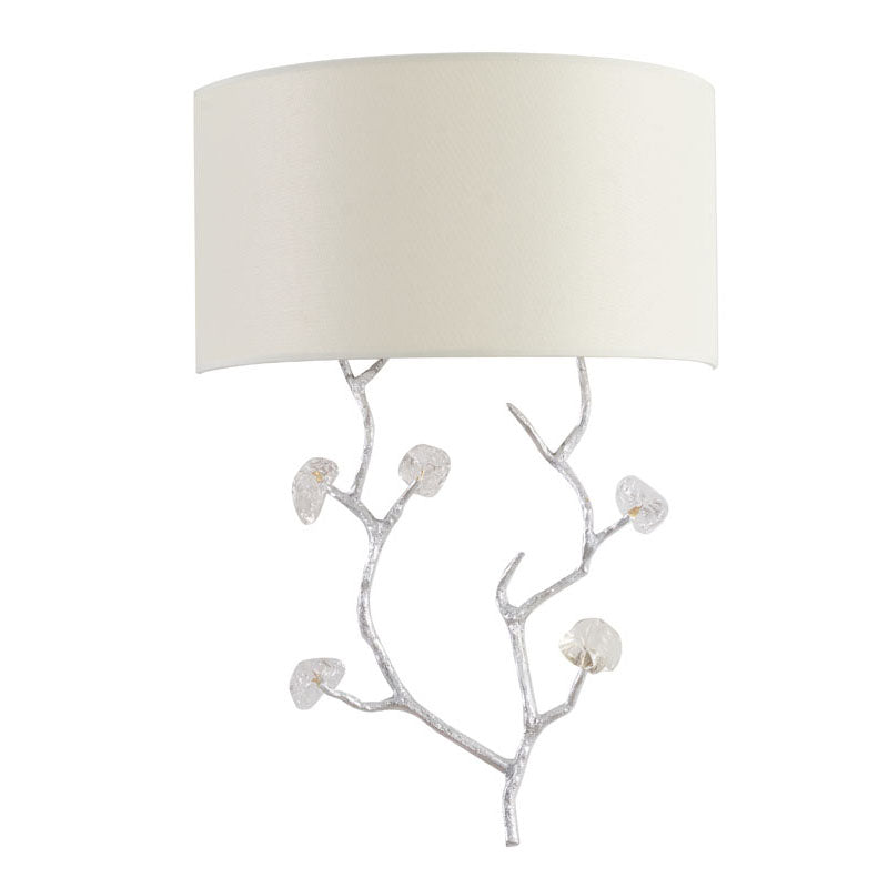 Branch Wall Sconce with Off Fabric Shade &amp; Clear Glass