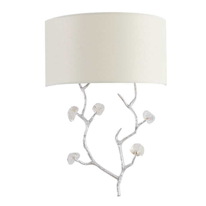Branch Wall Sconce with Off Fabric Shade &amp; Clear Glass