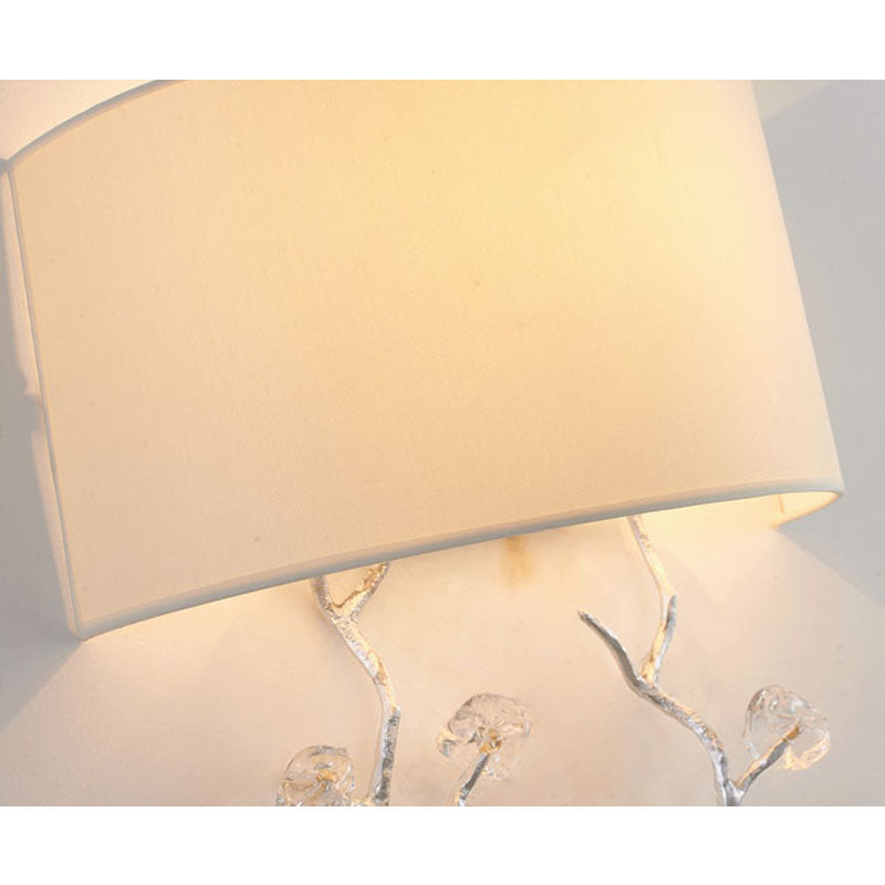 Branch Wall Sconce with Off Fabric Shade &amp; Clear Glass