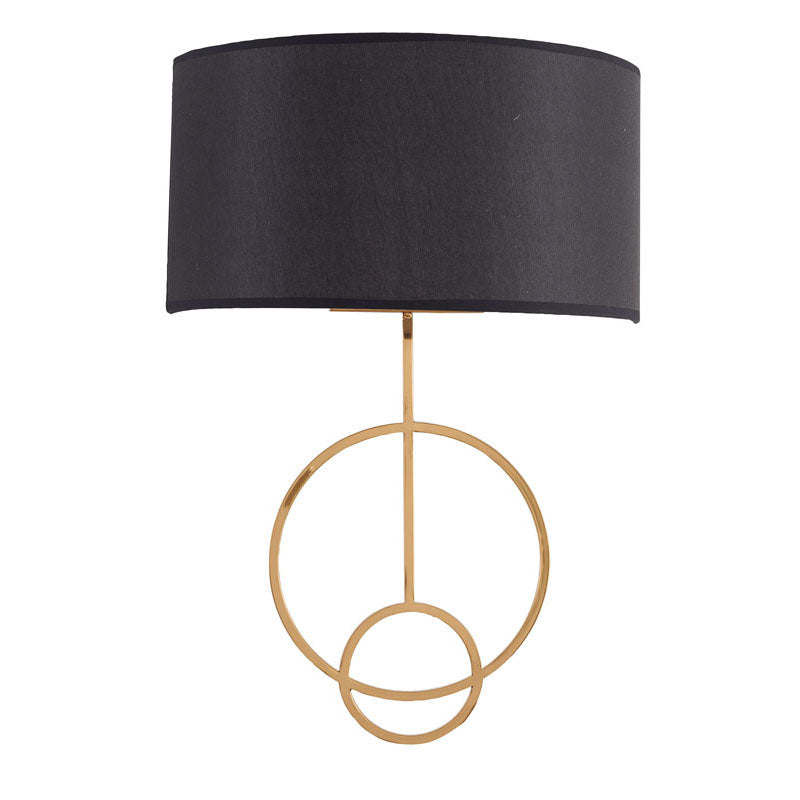 Fabric Black Shade Wall Sconce with Satin Brass Frame by Bethel - view 2
