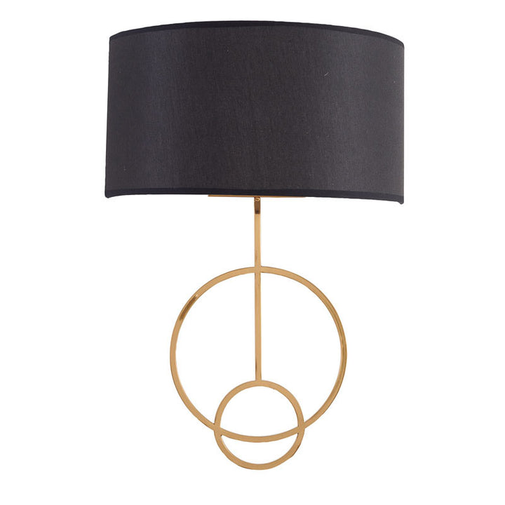 Fabric Black Shade Wall Sconce with Satin Brass Frame by Bethel - view 2