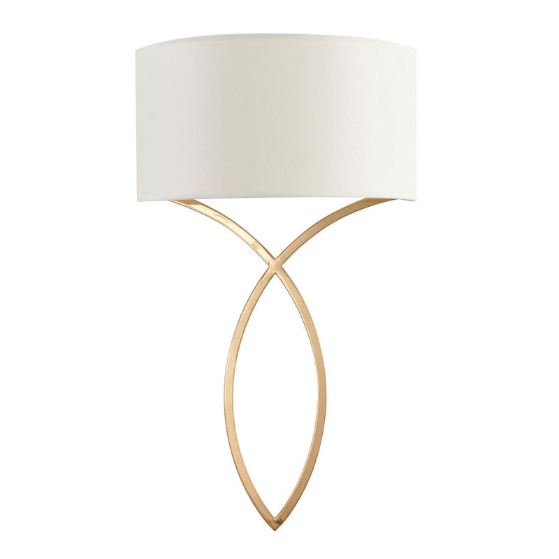 Antique Brass Frame Wall Sconce with Off White Fabric Shade by Bethel - view 2
