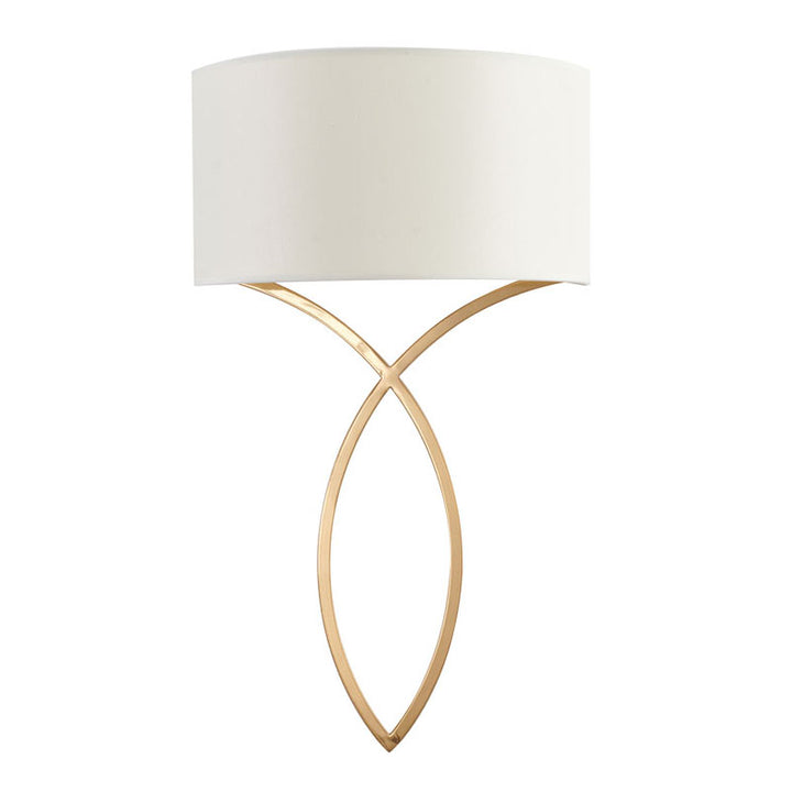 Antique Brass Frame Wall Sconce with Off White Fabric Shade by Bethel - view 2