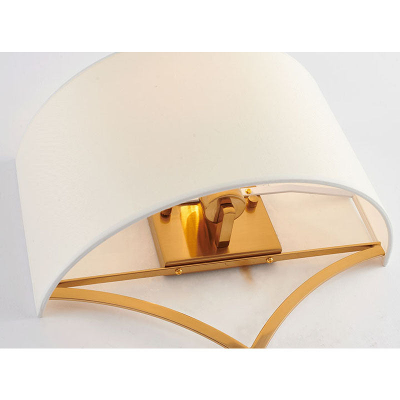 Antique Brass Frame Wall Sconce with Off White Fabric Shade by Bethel - view 3
