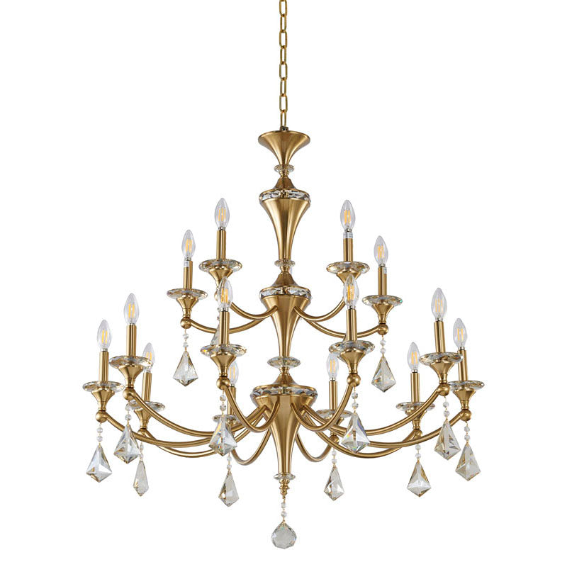 Two Tier Frame with Clear Hanging Crystals &amp; Accents Chandelier