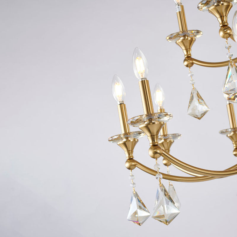 Two Tier Frame with Clear Hanging Crystals &amp; Accents Chandelier